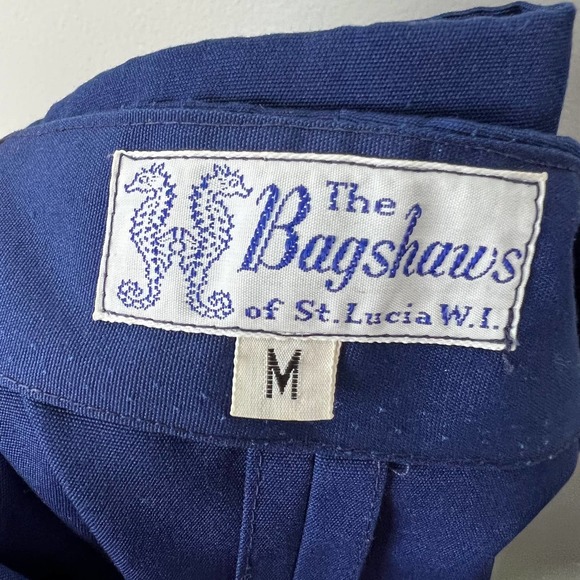 Vintage 60s The Bagshaws St. Lucia Blue Wrap Maxi Skirt Floral Cotton MCM Sz M - Picture 8 of 8